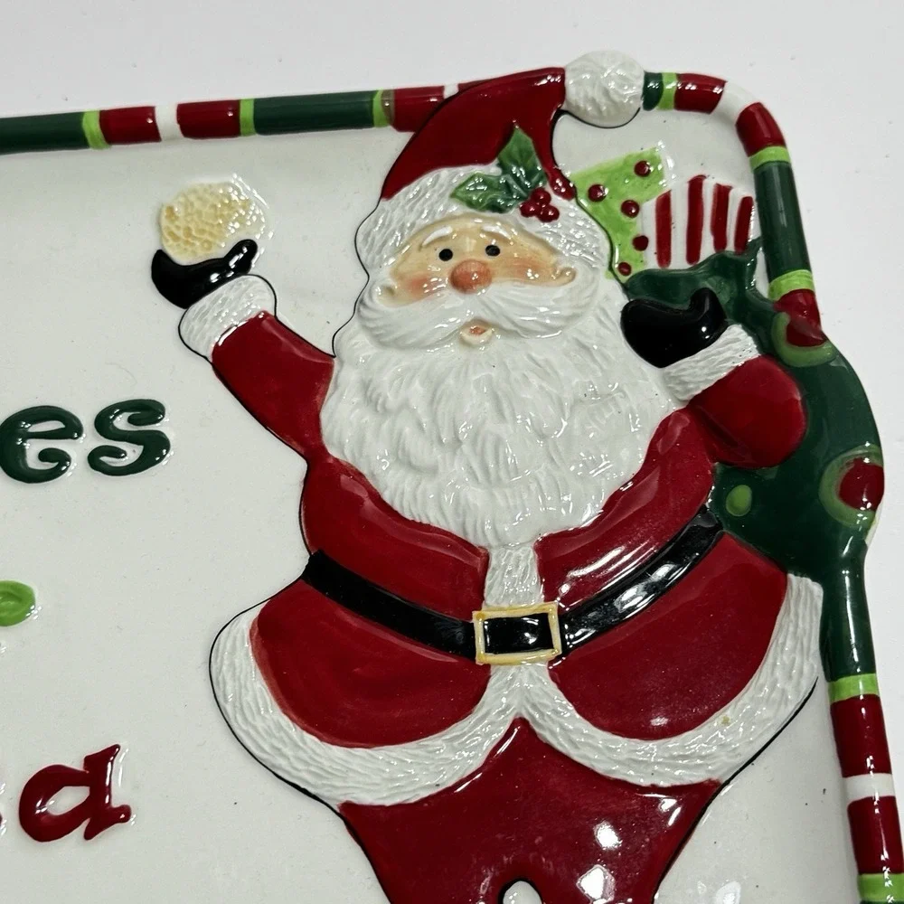 Fitz & Floyd Holiday Home THAT'S A WRAP Cookies For Santa Christmas Plate  Tray